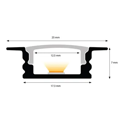 109070-1 m Profil Led Encastré 1 Noir-Ldp 3