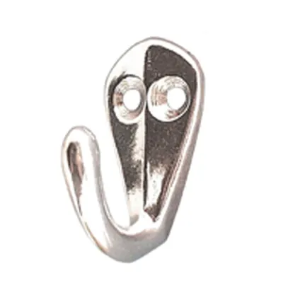 2 Coat Rack Hooks Polished Aluminum 38x28 mm