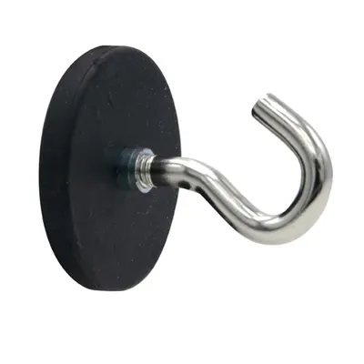 2 Neodymium Magnetic Hooks Black