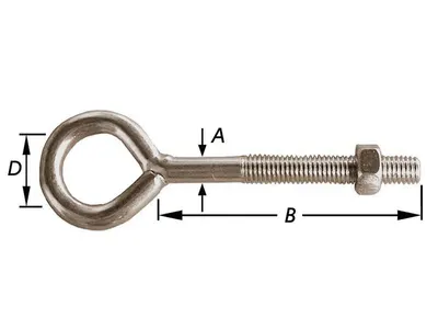 2 Eye Bolts Small Eye Galvanized M8x80x10 mm