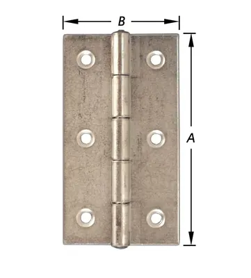 2 Narrow Brass-Plated Hinges 40x25mm
