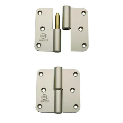 3 Hinges, Alu, Rounded, Black Straight 80 mm Stainless Steel + Screws