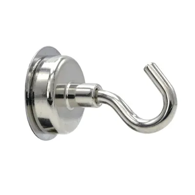 4 Neodymium Magnetic Hooks Silver Color + Plate