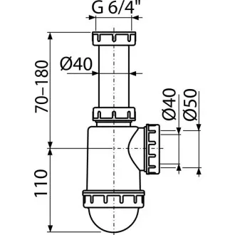 Alcaplast Siphon 50/40mm 6/4'' 2