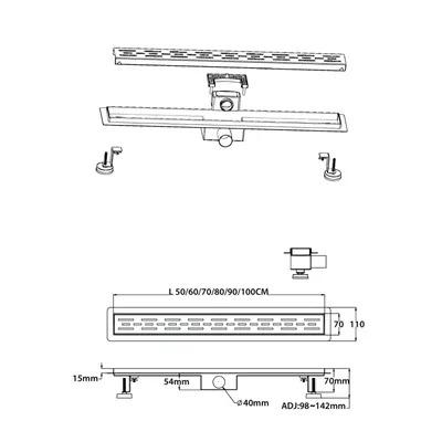 Aloni Douchegoot Rvs Zwart 60 cm 2