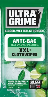 Chiffons Antibactériens Ultra Grime Xxl+ — 40 Pièces (38 × 25 cm)