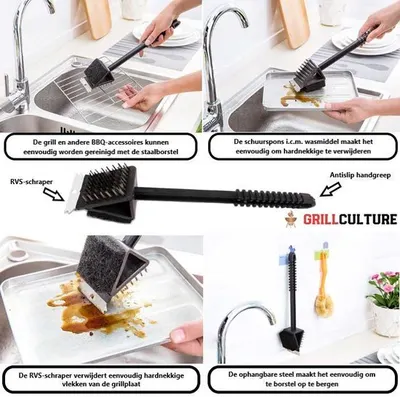 Bbq Borstel 3in1 Rvs + Grip 5
