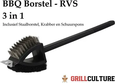 Bbq Borstel 3in1 Rvs + Grip 1