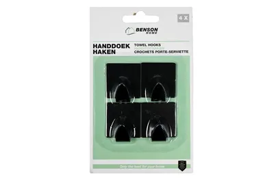 Benson Handdoekhouder Zwart 4st 4