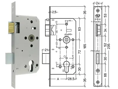 Cylinder Lock Reversible 72x60