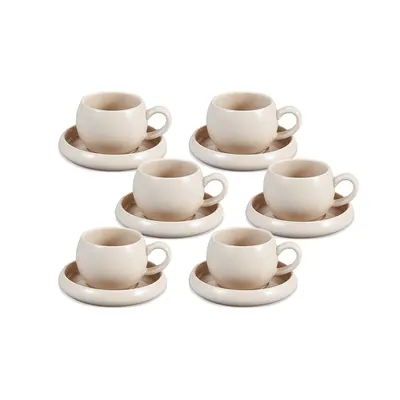 Ensemble Tasse À Expresso + Soucoupe Cosmo 12 Pièces Beige 2