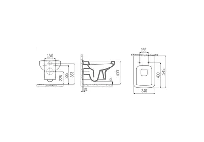 Creavit Hanging Toilet Sp320 Square with Spr 2