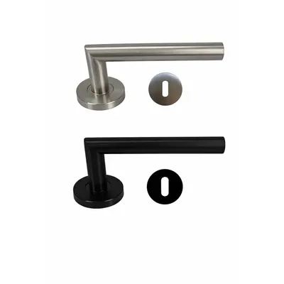 Door Handle Set Angular Stainless Steel