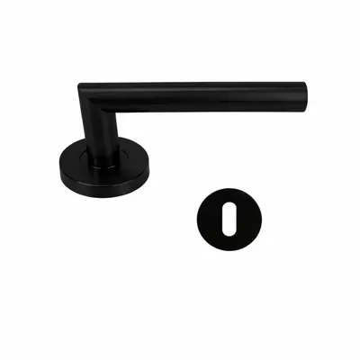 Door Handle Set Angular Black Stainless Steel