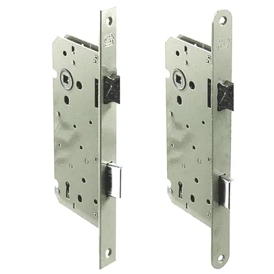 Door Lock, Reversible, Round, Black 50x110 mm