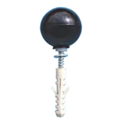 Door Stop, Convex, Screw + Plug, Black 35x77mm