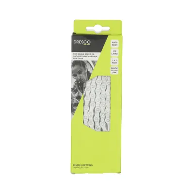 Dresco Chaîne de Vélo City Anti-Rouille 1/2x1/8 112 Maillons