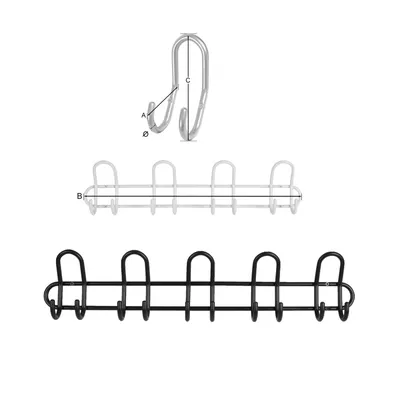 Hoedhaak, Dubbel, Zwart 10 mm
