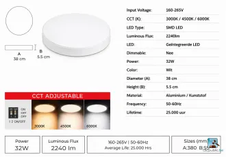 Horoz Led Plafondlamp Vierkant 32w 3000k 4