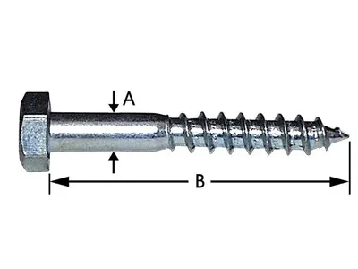 Wood Thread Bolts, Galvanized 6.0 X 80 mm
