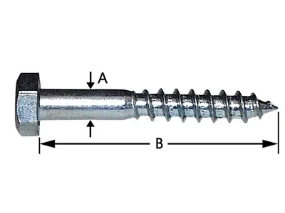Wood Thread Bolts, Galvanized 8.0 X 140 mm