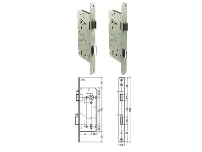 Mortise Lock, Reversible, Stainless Steel Look 55x110mm