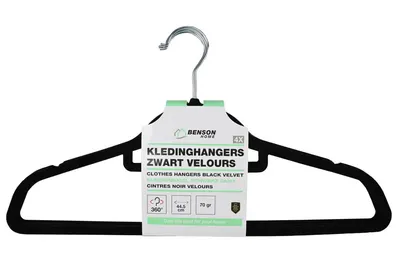 Kapstok 4st Zwart Velours 3