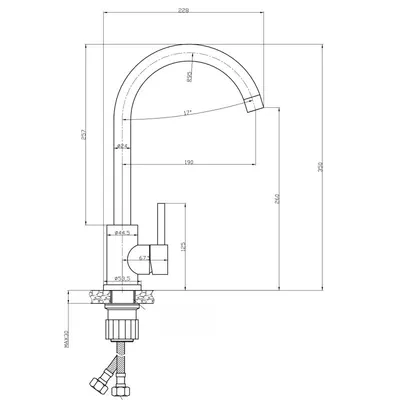 Steel Spoeltafelkraan met Hu-Uitloop Rvs 2