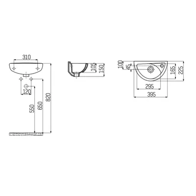 Lavabo Fontein Wit met Kraangat 39x23cm 2