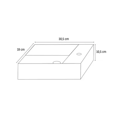 Lavabo Rechth. Trou de Robinetterie À Droite 30x19x10,5cm 2