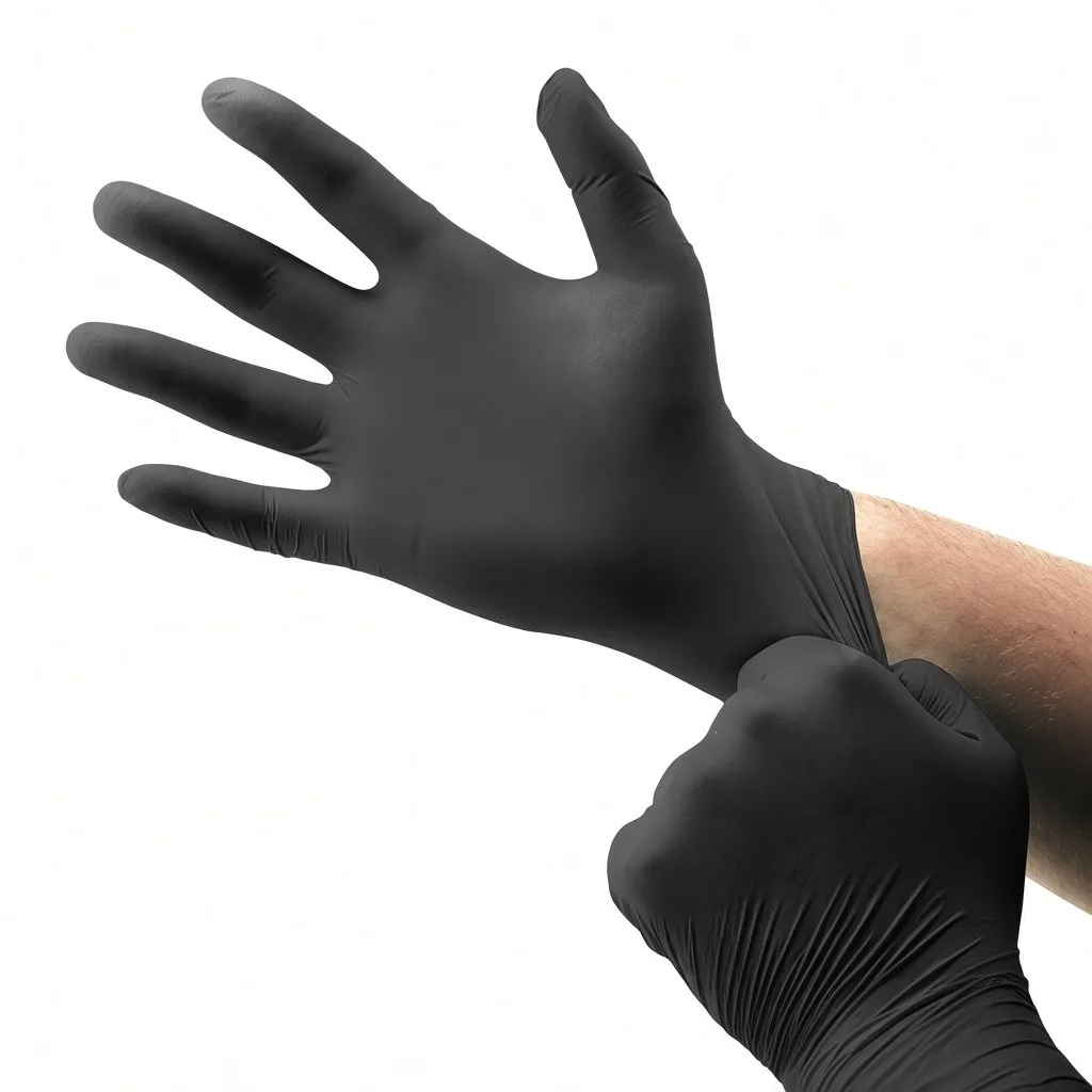 Nitrile Handschoen Zwart 100st l