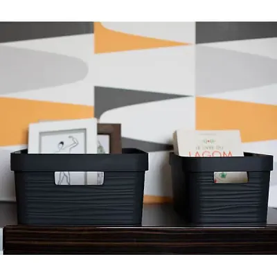 Poubelle de Rangement 12 l Deco Stone Noir 3
