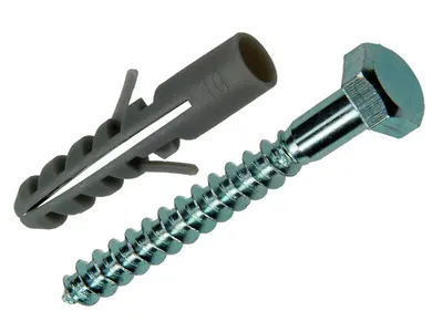 Plug + Wood Thread Bolt Polyeth 4 Pcs 10 mm 7x60 mm
