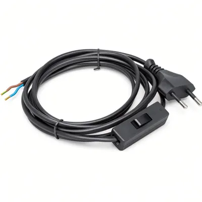 Cord + Switch 2x0.75 2 m Black Blister