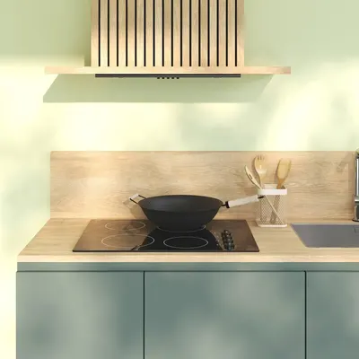 Steel Wok 35 cm with Wooden Handle