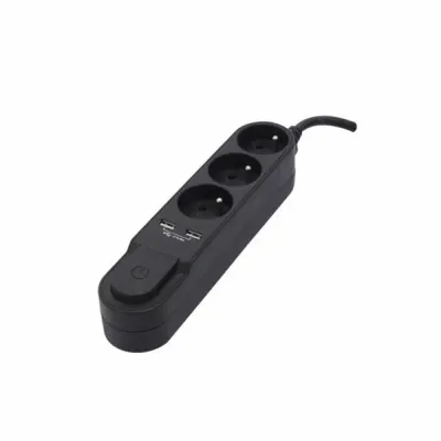 Power Strip Black 3x16a + 2 X Usb 1.5 m