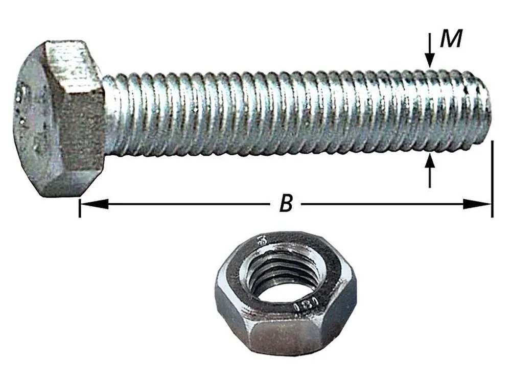 Tapbouten met Moer, Verzinkt M6 X 40 mm