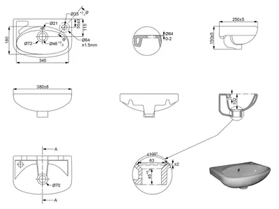 Trevi Lavabo Fontein 38x25cm Wit 7