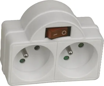 Two-Way Plug with Switch 2x16a White 2