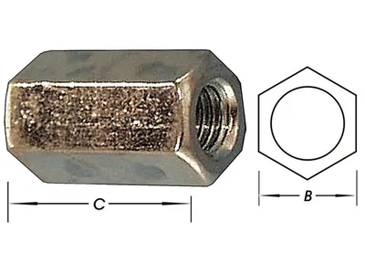 Connecting Nuts, Zinc Plated M8 X 24 mm