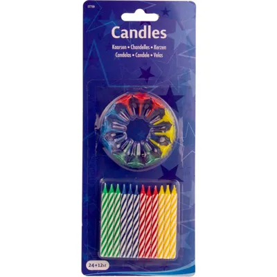 Ensemble de Bougies D'anniversaire Avec Support 24 Pièces