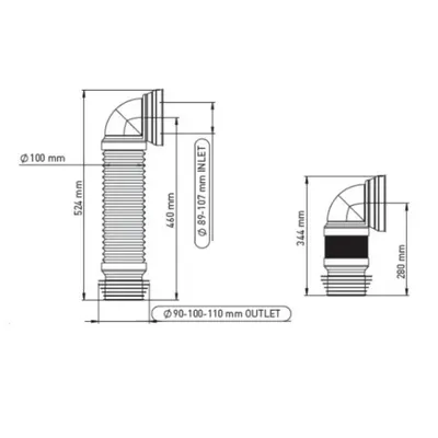 Raccordement Wc Coude Flexible 90° 90-110 2