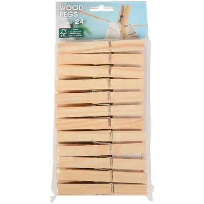 Wood Pegs Wasknijpers 24st Hout 1