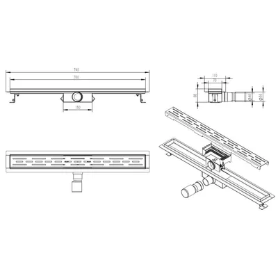 Xellanz Eco Douchgoot met Flens Rvs 70 cm