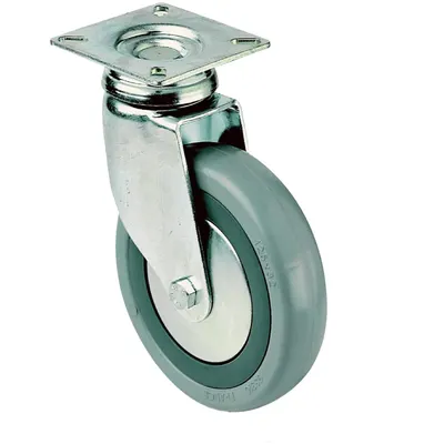 Zwenkwielen, Grijs Rubber 75 mm