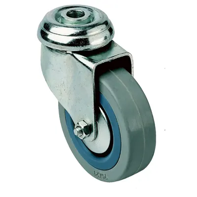 Swivel Wheels, Rubber, with Bolt Hole 75 mm